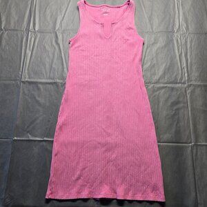 American Eagle Ribbed Pink Sleeveless Knit Midi Dress Womens Sz M